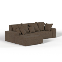 Диван угловой левый Amigo. Цвет Серо-коричневый меланж / рогожка.