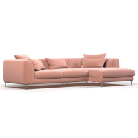 Диван угловой правый "Elegant". Цвет Розово-коралловый / рогожка.
