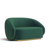 Диван прямой Kali. Цвет Темно-зеленый/цоколь Gold.