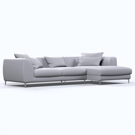 Диван угловой правый "Elegant". Цвет Серый / велюр.