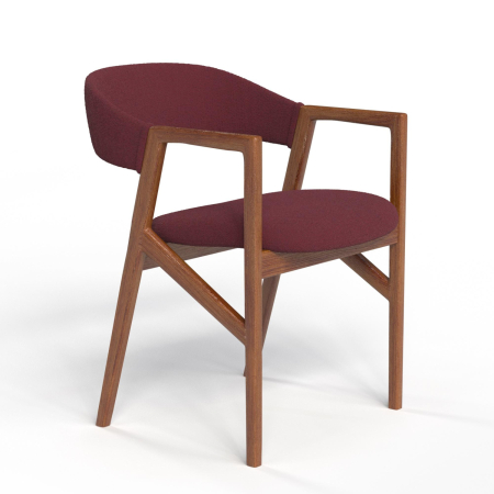 Стул кресло Михаэль. Цвет Бордовый велюр / каркас Орех.