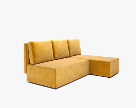 Диван угловой Каир . Цвет Желтый / велюр.