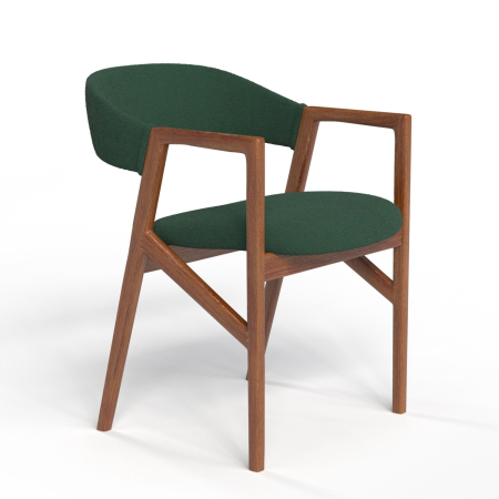 Стул кресло Михаэль. Цвет Зеленый велюр / каркас Орех.