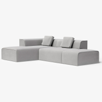 Диван угловой с пуфом левый  "Nirvana - 6". Цвет Серый / велюр.