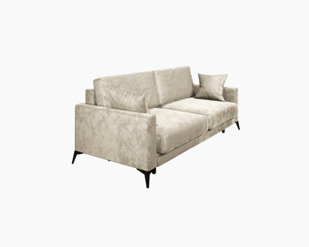 Диван прямой Наоми. Цвет Молочный / велюр / ножки черные.