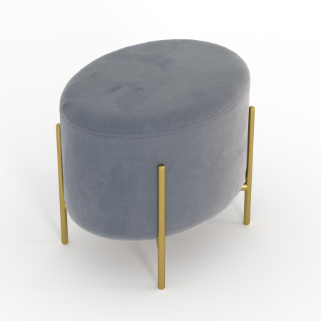 Пуф овальный GOLD. Цвет Серый / велюр.