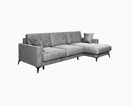 Диван угловой правый Наоми -2. Цвет Светло-серый / велюр.