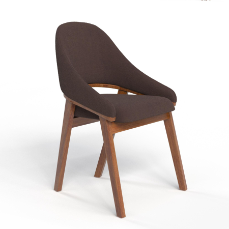 Стул кресло Рэй. Цвет Коричневый велюр / каркас Орех.