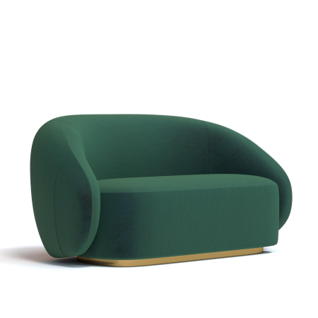 Диван прямой Kali. Цвет Темно-зеленый/цоколь Gold.