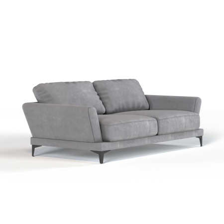 Диван прямой Мейн. Цвет Серый / велюр / ножки черные.