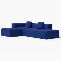 Диван угловой с пуфом левый  "Nirvana - 6". Цвет Синий / велюр.