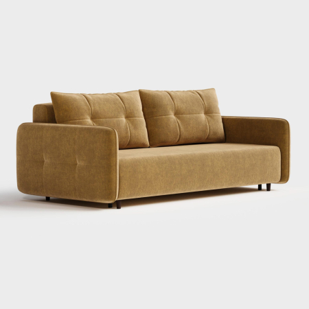 Диван прямой Сканди. Цвет Желтый / велюр.