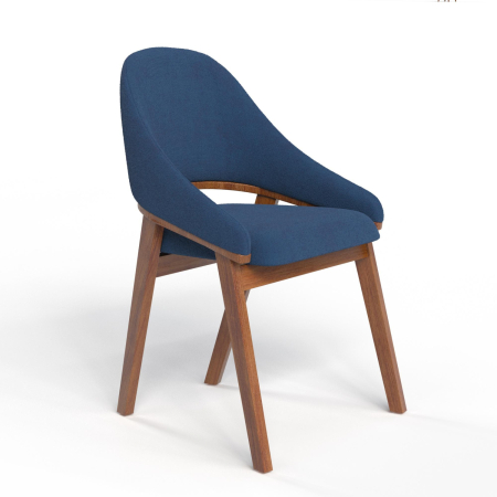 Стул кресло Рэй. Цвет Темно-синий велюр / каркас Орех.