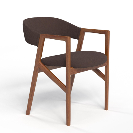 Стул кресло Михаэль. Цвет Коричневый велюр / каркас Орех.