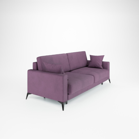 Диван прямой Наоми. Цвет Сиреневый / трикотаж / ножки черные.