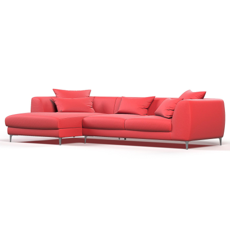 Диван угловой левый "Elegant". Цвет Красный / велюр.