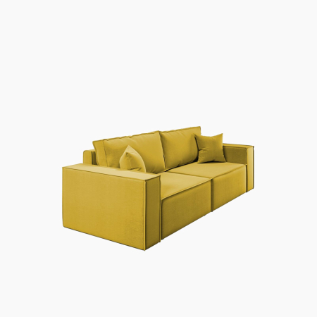 Диван прямой Hygge. Цвет Желтый / рогожка.