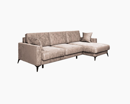 Диван угловой правый Наоми -2. Цвет Светло-бежевый / велюр.