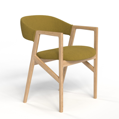 Стул кресло Михаэль. Цвет Желтый велюр / каркас Бук.