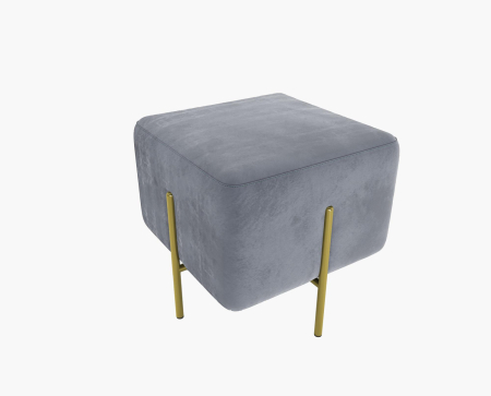 Пуф квадратный GOLD. Цвет Серый / велюр.
