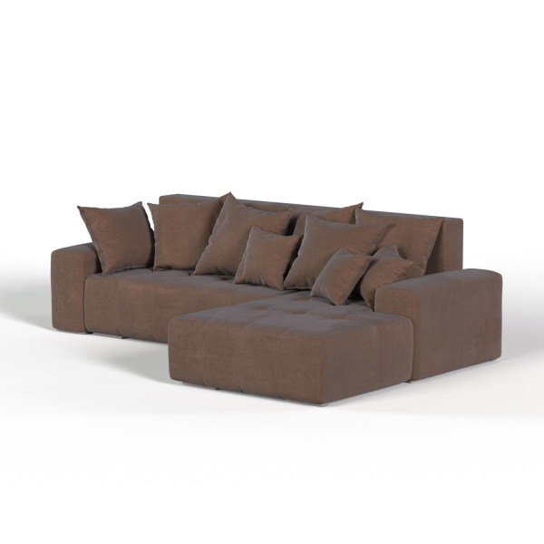 Диван угловой правый Amigo. Цвет Коричневый / велюр.