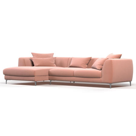 Диван угловой левый "Elegant". Цвет Розово-коралловый / рогожка.