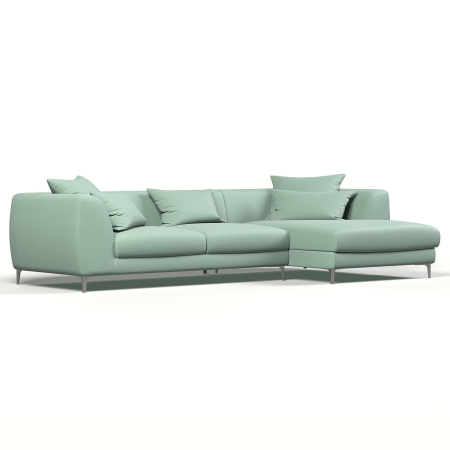 Диван угловой правый "Elegant". Цвет Мятный / велюр.