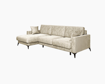 Диван угловой левый Наоми - 2. Цвет Молочный / велюр.