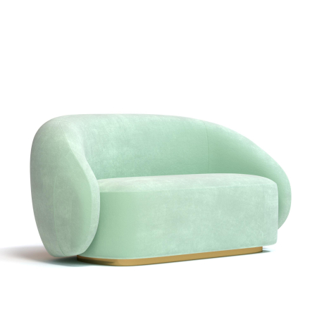 Диван прямой Kali. Цвет Мятный/цоколь Gold.