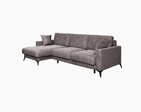 Диван угловой левый Наоми. Цвет Коричневый / велюр.